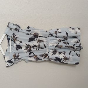 Medium One Clothing soft blue flutter sleeve romper with pockets!